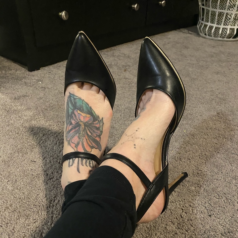 Beautiful open back ankle strap heels